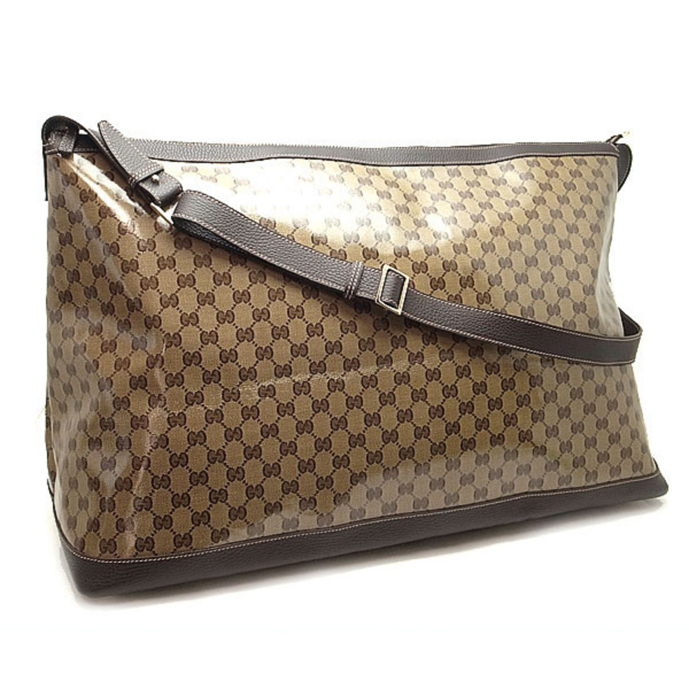 Gucci Large Shoulder Bag GG Crystal Leather Brown
